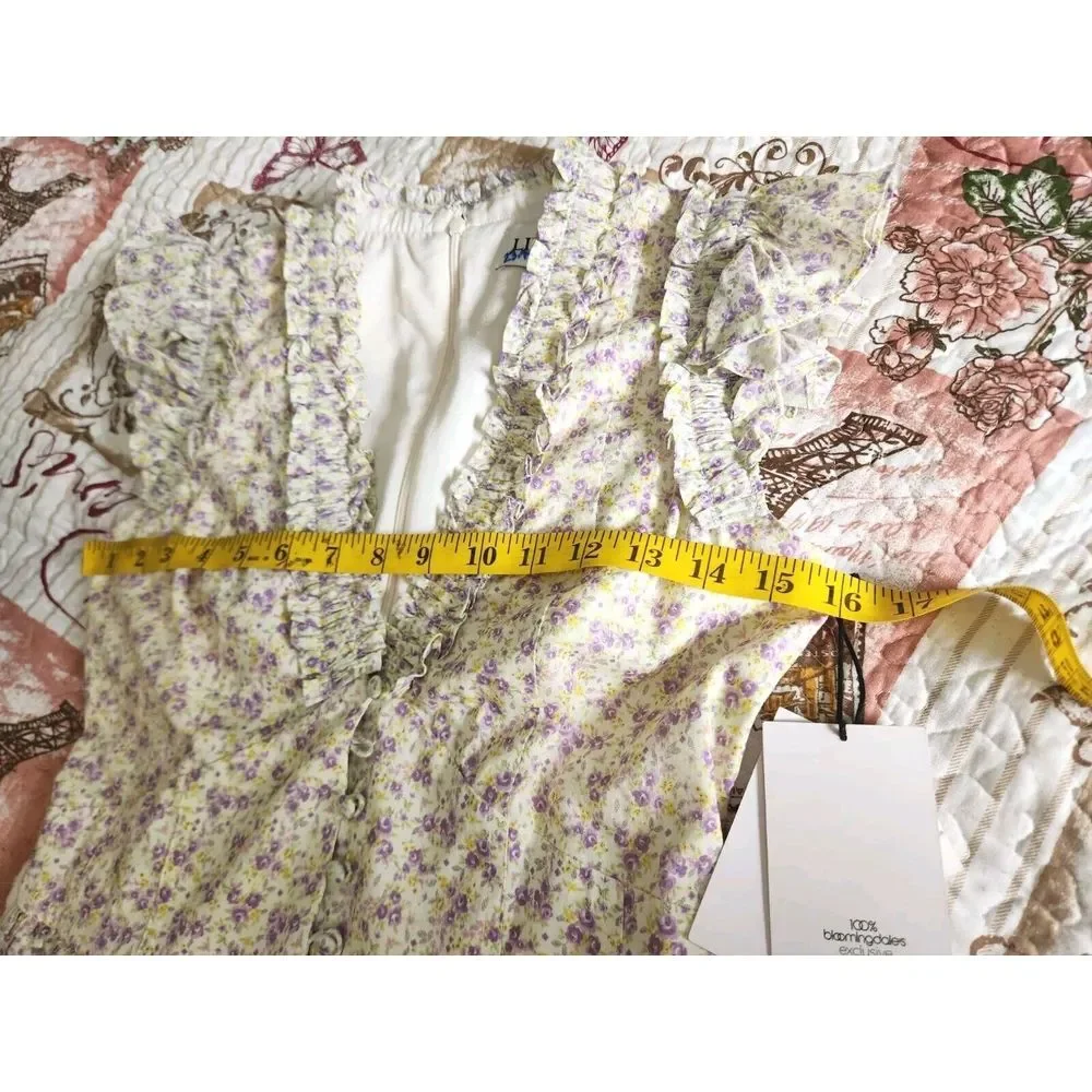 LINI Melissa floral Dress fit and flare ruffle Button Lavander Color Size XS - Picture 8 of 14
